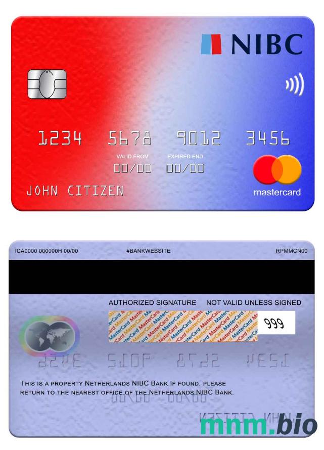 Netherlands NIBC Bank przykład karty mastercard w formacie PSD